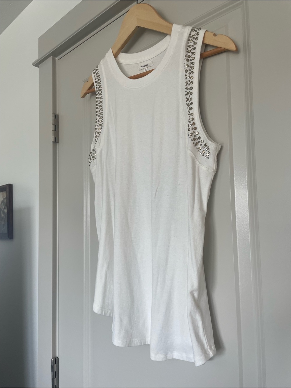 Maurices White Tank with Silver Stud Shoulder Trim